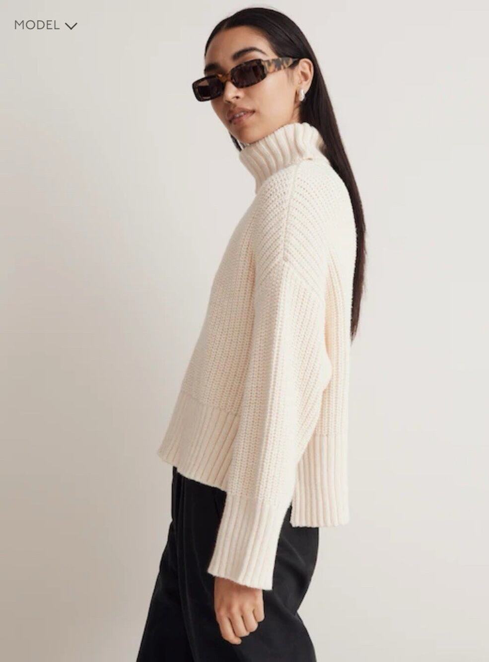 Madewell Antique Cream Wide Rib Turtleneck Sweater NWT Size XXS